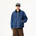 High-end Washed Corduroy Patchwork Turn-down Collar Denim Men's Autumn Loose Casual Blue Jacket Top_mkmklike.com