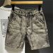 Men's Clothing Men's High-Waist Straight Leg Denim Shorts Trendy Brand American Retro Washed Gray Loose Fit Mid-Length Five-Point Pants_mkmklike.com