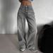 High Waist Cement Gray Jeans For Women – 90s Vintage Straight Leg Denim Pants (Retro High Street, Relaxed Fit, Cotton-Blend, S-XL, Narrow Hem)_mkmklike.com