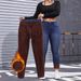 Women's Clothing Women's Fleece Lined Skinny Jeans Autumn Winter Elastic High Waist Slim Fit Denim Pants For Formal & Casual_mkmklike.com