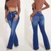 Women's Clothing Multi Button High Waist Elastic Micro Flared Jeans Women's Trousers_mkmklike.com