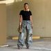 Women's Clothing Women's Lace Up Patchwork Jeans Star And Leopard Print Applique Design For Formal & Casual For Women_mkmklike.com