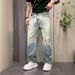 Men's Clothing Men's Summer Thin Fashion Jeans Style Loose Versatile Straight Leg Wide Leg Ripped Casual Pants Trendy_mkmklike.com