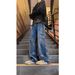 Retro Straight Leg Brown Patchwork Cargo Pants Unisex Casual Jeans Unique Design American Style Factory Direct Sales_mkmklike.com