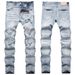 Ripped PU Jeans Casual Street Fashion Men's New Slim Fit Stretch Skinny Pants Men_mkmklike.com