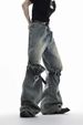 Niche Retro Old High Waist Three-dimensional Splicing Design American High Street Trendy Brand Micro-pull Jeans Men_mkmklike.com