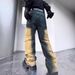 American Retro Deconstruction Tooling Jeans Spring And Summer Splicing High-end Straight Loose Long Pants Men's_mkmklike.com