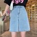 Women's High-Waisted Denim Shorts Summer Thin Style 5 Point Mid-Length Straight Leg Loose Fit Slimming Wide Leg 2026 New Fashion_mkmklike.com