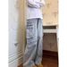 "Men's Distressed Washed Workwear Jeans – Oversized Cargo Pants With Multi-Pockets (Retro Streetwear, Heavy-Duty Denim)"_mkmklike.com