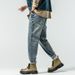 New Stretch Jeans Embroidered Retro Washed YKK Zipper Washed Double Craft Trendy Brand Mid-waist Trousers Shili Coco K11 Denim Mi Ke Eight Tubes_mkmklike.com