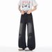 Men's Clothing Plus Size Men's Loose Straight Leg Jeans Heavy Craftsmanship High Street Style Casual Ripped_mkmklike.com