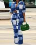 Women's fashion casual versatile printed long-sleeved pants suit_mkmklike.com