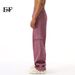 EF JEANS | 2024 New Vintage Simple Large Pocket Color Semi-elastic Waist Overalls Fresh Purple Jeans_mkmklike.com