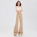 Women's Flared Jeans 2025 New American Style Slimming Drapey Bell-bottom Pants Women's Khaki Trousers_mkmklike.com