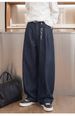 Men's Raw Denim Jeans – Retro Pleated Pocket Design With Velcro Hem, Loose Fit Casual Trousers (Bluish, M-XXXL)_mkmklike.com
