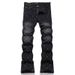 Men's Rhinestone Jeans – Distressed Stretch Denim Pants With Flared Hem & Punk Rock Edge (S-3XL, Black/Blue Star Embellished)_mkmklike.com