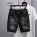 Men's Clothing Trendy Slim Fitting Skinny Pants Ripped Retro Washed All Match Five Point Pants_mkmklike.com