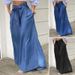 Women's Elegant Lace-up High Waist Skirt Casual Large Size Denim Skirt_mkmklike.com