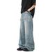 Men's Vintage Washed Distressed Jeans Light Blue Relaxed Wide-Leg Denim Pants 90s Streetwear Style Scraped Details_mkmklike.com
