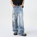 Men's Clothing | 2025 Summer New Products American Street Graffiti Fun Straight Leg Mopping Jeans Trend_mkmklike.com