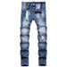 2025 Autumn New Street Trendy Men's Jeans Fashion Hanging Decoration Trend Swinging Paint Slim Fit Small Feet Mid Waist_mkmklike.com