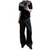 Unisex American Style Trendy Retro Raw Denim Patchwork Jeans Straight Leg Loose Fitting Wide Leg Black Trousers_mkmklike.com