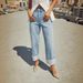 Women's Stretch Washed Denim Jeans - Mid-Rise Straight Leg Cropped Jeans With Rolled Hem, Comfortable & Stylish For Casual Wear_mkmklike.com