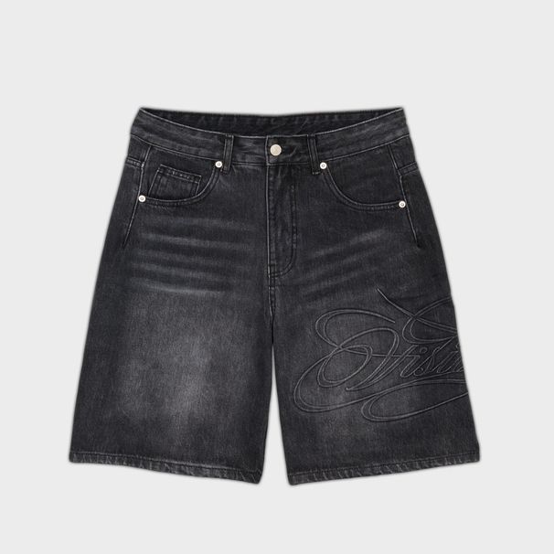 Men's Retro Letter Print Denim Shorts Mid-Length Casual Streetwear Five-Pocket Pants Summer Fashion European American Style_mkmklike.com