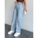 Women's High Waist Wide Leg Jeans – Vintage Retro Loose Fit Denim Pants For Casual & Streetwear (Blue/Slate Blue/Pink)_mkmklike.com