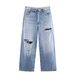 Women's Clothing Classic Mid-Rise Fold-Up Jeans Casual Cotton Solid Color Spring/Autumn Summer Homme Clothing_mkmklike.com