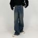 Nordmann Washed Vintage Jeans Men Straight New Casual Pants American High Street Trend Loose Long Trousers_mkmklike.com