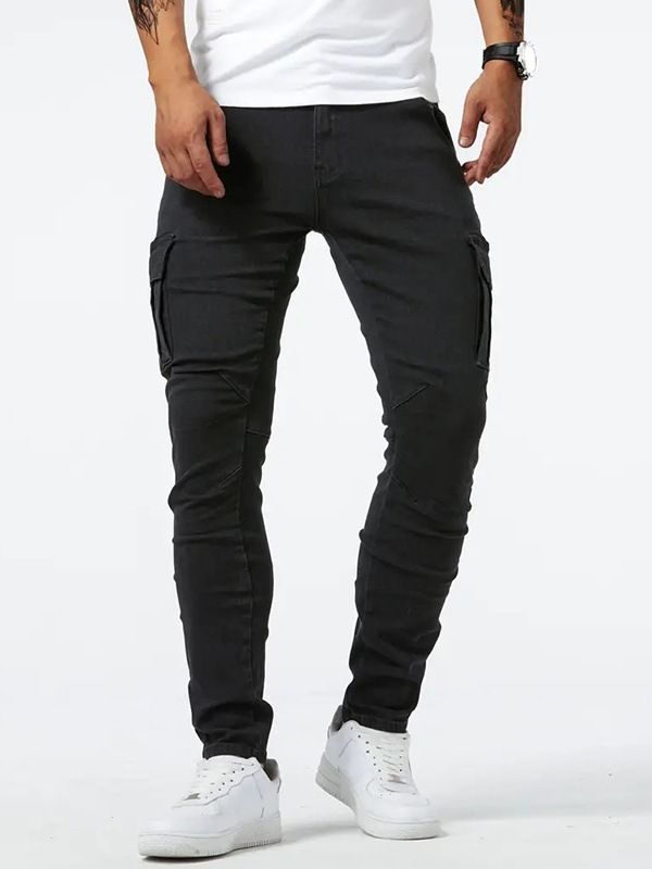 Men's Clothing Men's Slim Fit Skinny Jeans Retro Floral Style Stretch Denim With Side Pockets For Formal & Casual_mkmklike.com