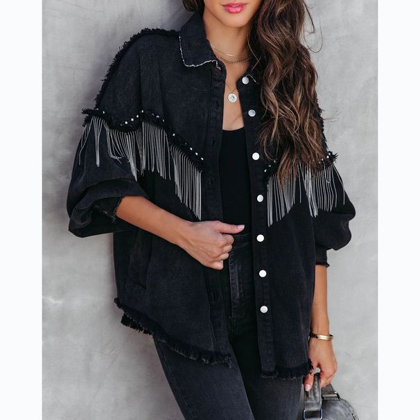 Women's Heavy Duty Style Chain Studded Single Breasted Coat_mkmklike.com