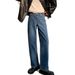 Nordmann Hong Kong Style Retro Blue Jeans For Men Summer Trendy Brand Ins Loose Straight Casual Cool Wide-Leg Long Pants_mkmklike.com