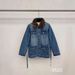 Trendy Wool-Collar Denim Jacket – Oversized Cotton-Blend Coat With Stylish Polo Neck (Blue, Multiple Sizes)_mkmklike.com