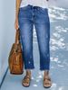 K Cowboy Women's Loose Straight Leg Pants With Torn Edges And Holes_mkmklike.com