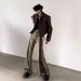 Men's Clothing Men's Distressed Maillard Brown Jeans Autumn Mountain Style Retro Niche Patchwork Slightly Flared Pants_mkmklike.com