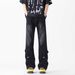 Men's Retro Patchwork Button Down Jeans High Street Design Casual Straight Leg Slightly Flared Pants For Spring And Autumn_mkmklike.com