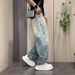 Men's Clothing Men's Summer Thin Fashion Jeans Style Loose Versatile Straight Leg Wide Leg Ripped Casual Pants Trendy_mkmklike.com