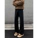 American-style High Street Men's Jeans, Autumn Trendy Patchwork Micro-flared Work Pants, Vintage Versatile Solid Color_mkmklike.com