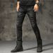 Men's Slim Fit Ripped Biker Jeans Stretchy Versatile Trendy Slimming Midweight Cotton Wide Leg Pants Blue Black_mkmklike.com