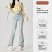 Light-colored American-style Flared Jeans For Women, New Spring Model, High-waisted, Slim-fit, Stretchy,_mkmklike.com