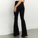 Trendy High-Waisted Flared Jeans For Women - Stretchy Ripped Hem Bell Bottom Pants With Raw Edge Detail - Slim Fit & Comfortable (Black)_mkmklike.com