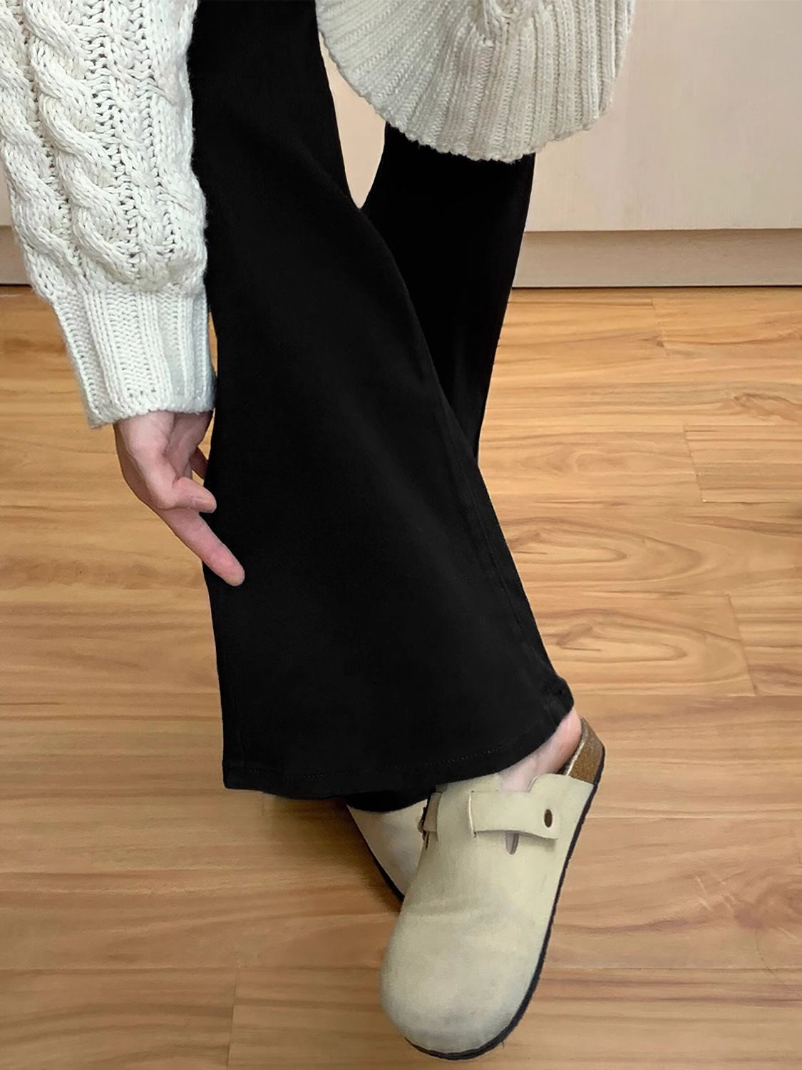 American Brown Flared Jeans For Women, New Style For Fat Mm, Large Size, Pear Shaped Figure, High Waist, Slim Fit And Stretch Trousers_mkmklike.com