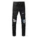 Men's Clothing American Street Black Ripped Jeans Men's Elastic Slim Washed Fashion Trend All Match Jeans 1341_mkmklike.com