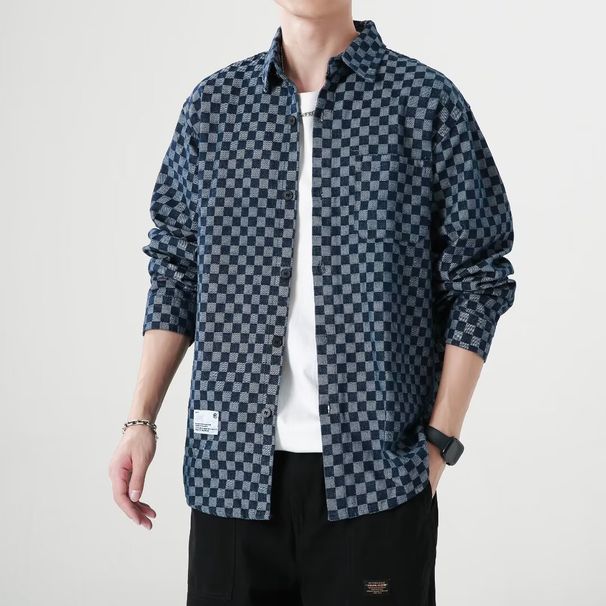 Men's Clothing Retro Fashion Couple Denim Jacket Lapel Top_mkmklike.com