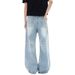 Men's Clothing Blue Straight Jeans Men And Women Spring New Style Cat Whisker Design Loose Wide Leg Casual Long Pants_mkmklike.com