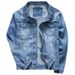 Men's Clothing Handsome Denim Jacket Korean Style Denim Jacket - Trendy Slim Fit Casual Coat With Light Wash - Youthful Streetwear For All Seasons_mkmklike.com