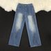 Men's Clothing Jeans Men 2025 Trendy High Street Graffiti Niche Loose Washed Wide Leg Pants_mkmklike.com