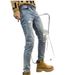 Men's Distressed Jeans With Paint Splatter Design - Slim Fit Stretch Denim Pants For Summer, Trendy Casual Nine-Pants For Youth_mkmklike.com